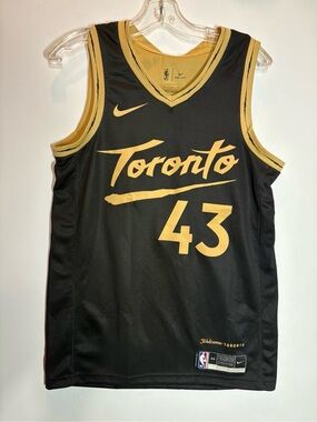 Nike Toronto Raptors Siakam 43 Black and Gold Basketball Jersey